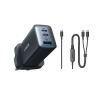 Anker 735 Charger (Nano II 65W), 3-Port Fast Charger Plug and 2-in-1 USB C to USB C Cable 140W
