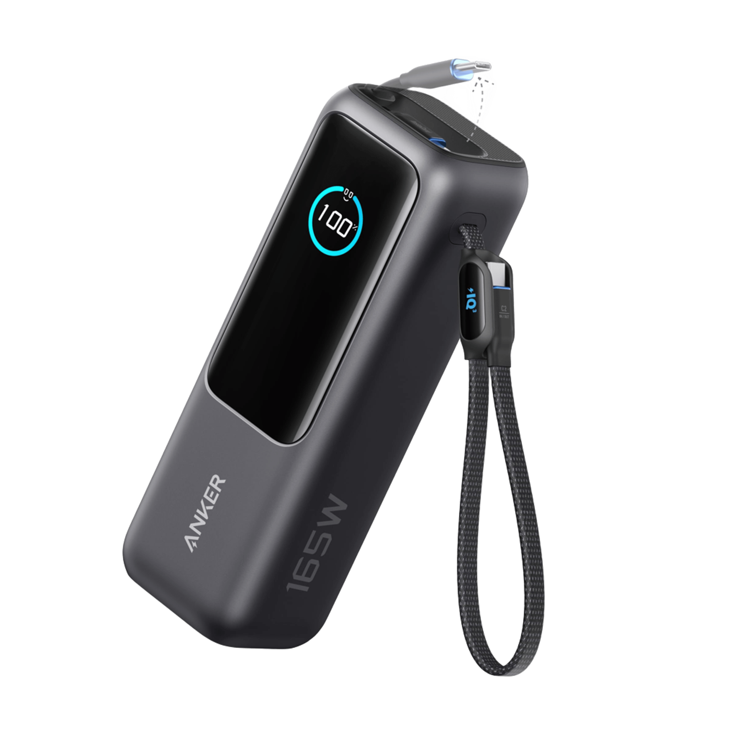 Anker Laptop Power Bank (25K, 165W, Built-In and Retractable Cables) and USB-C to USB-C Cable (6 ft, 240W, Upcycled-Braided) - Image 2