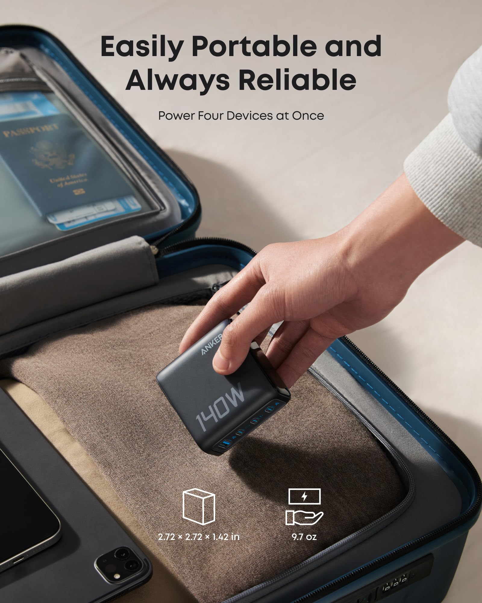 Anker Workspace Power Set | Charger (140W, 4-Port, PD 3.1) with 2-Pack USB-C Cable - Image 7