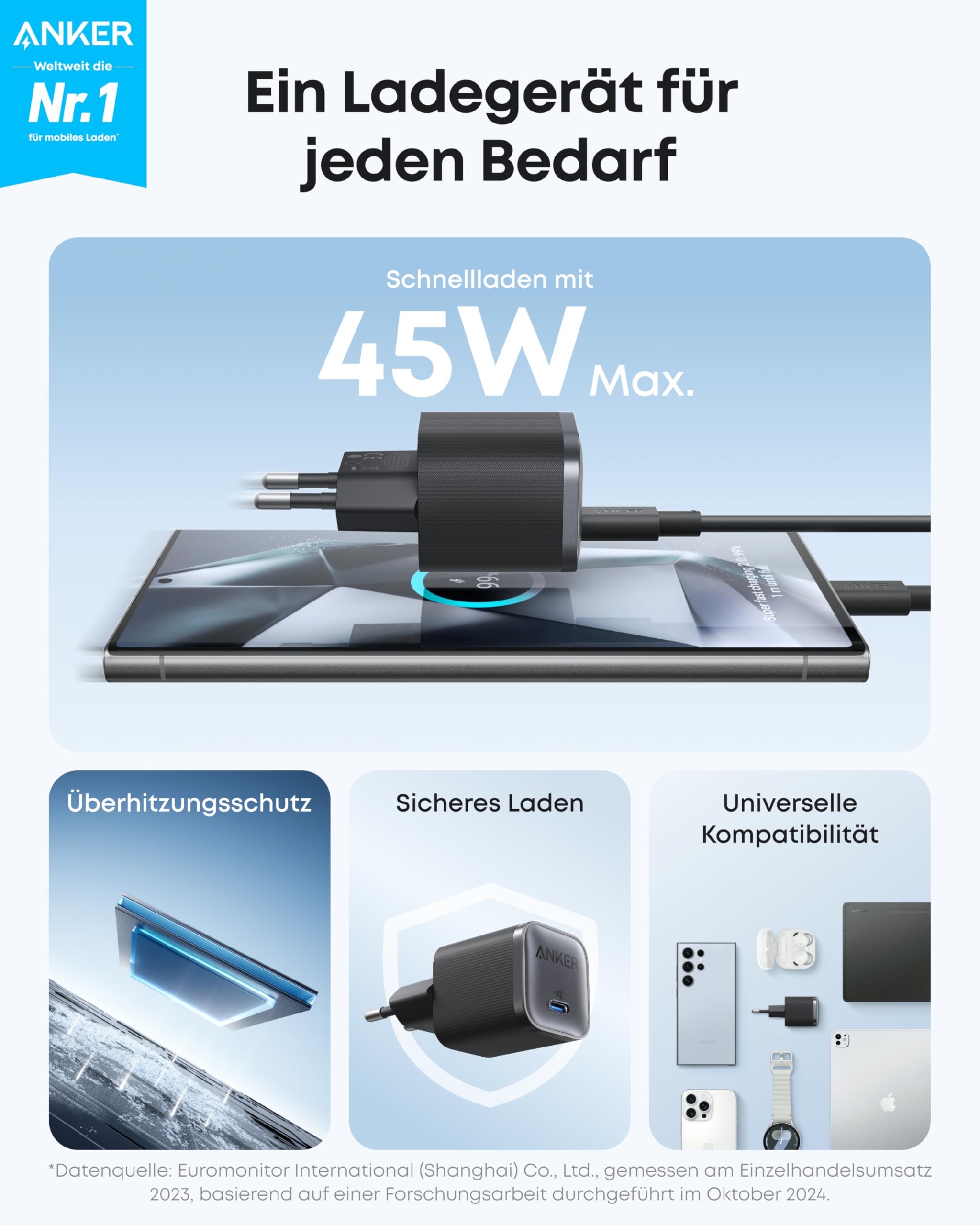 Anker Nano Ladeger?t (45W, mit 180cm USB-C Kabel) - Image 7