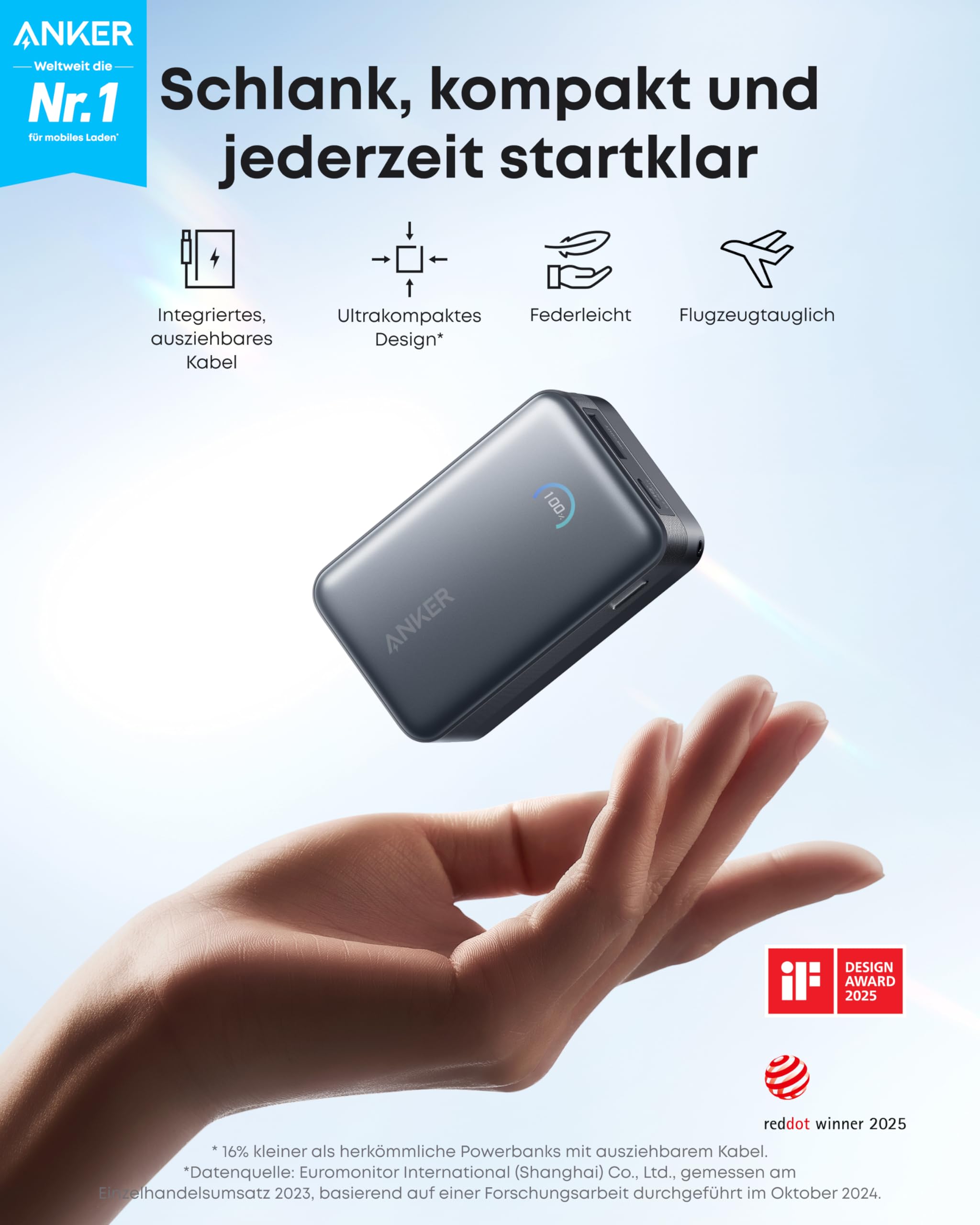 Anker Ladeger?t (140W, 4-Port, PD 3.1) mit USB-C Kabel + Nano Powerbank (10K, 45W, Integriertes einziehbares USB-C Kabel) - Image 7