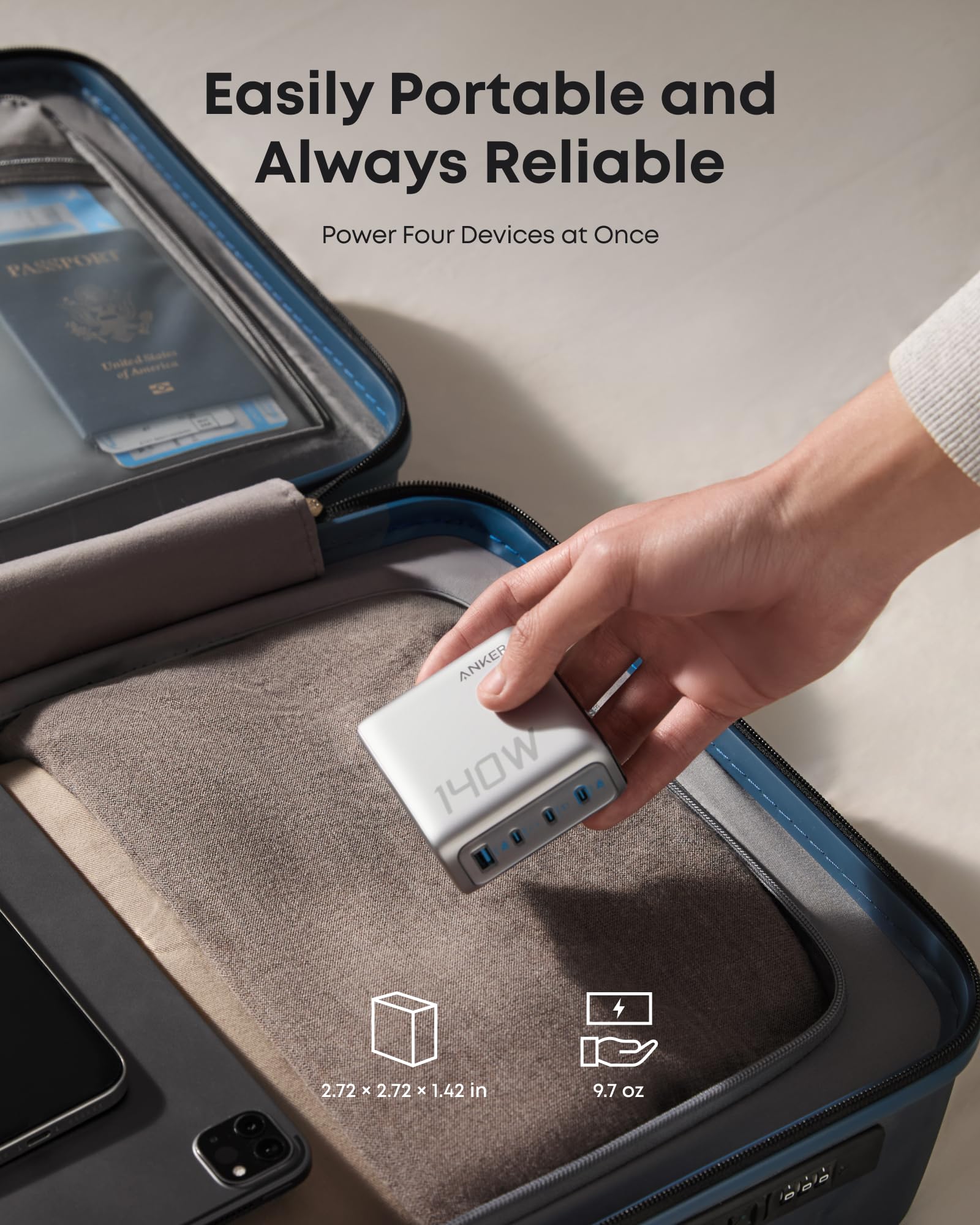 Anker Travel Power Kit | 165W Power Bank and 140W 4-Port Laptop Charger (Silver) - Image 11