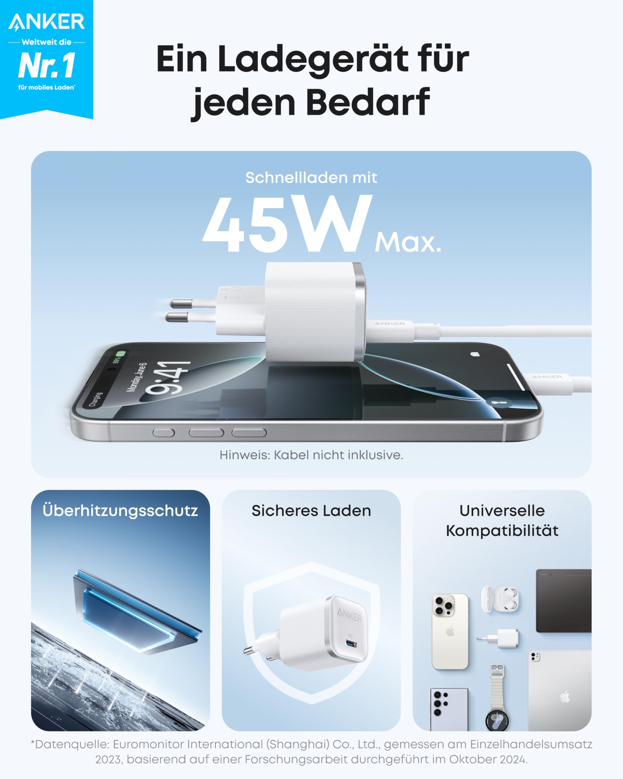 Anker Nano Ladeger?t (45W, mit 180cm USB-C Kabel) - Image 2